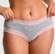 Трусики чики ребристі, сірі з рожевим мереживом по краях (S) Pink Victoria's Secret - зображення 1