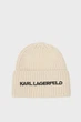 Жіноча бежева вовняна шапка K/ESSENTIAL BEANIE Karl Lagerfeld OS 246W3411 - изображение 1