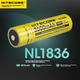 Літієва батарея NITECORE NL1836, високоінтенсивний ліхтарик для використання на відкритому повітрі, акумуляторна батарея 18650, сертифікована 3C - зображення 1