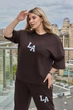 Женский легкий спортивный костюм с футболкой "Amante", шоколадный 54-56 - изображение 5