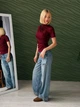 Драпірована приталена футболка "Ester", бордовий 42-44 - зображення 3