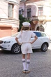 Спортивный костюм для девочки летний комплект подростковый детский оверсайз с футболкой и шортами из хлопка IRmAS 1365 рост размер 164 молочный - изображение 5