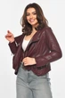 Куртка-косуха женская из экокожи бордового цвета Fashion размер 40 (214055) - изображение 2