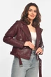 Куртка-косуха женская из экокожи бордового цвета Fashion размер 42-44 (214066) - изображение 1