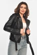 Куртка-косуха женская из экокожи черного цвета Fashion размер 42 (214063) - изображение 2