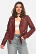 Куртка-косуха женская из экокожи бордового цвета Fashion размер 40 (214057) - изображение 2