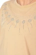 Футболка женская однотонная бежевого цвета со стразами Fashion размер 42-48 (214005) - изображение 4