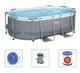 Каркасный овальный большой бассейн Bestway 305x200x84 см с насосом и ПВХ чашей для детей и взрослых для дома и дачи - изображение 3