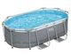 Каркасный овальный большой бассейн Bestway 305x200x84 см с насосом и ПВХ чашей для детей и взрослых для дома и дачи - изображение 4