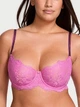 Комплект білизни Victoria's Secret Dream Angels Wicked Twinkle Strap Unlined Lace Balconette Bra - 34C - XS - Рожевий - зображення 2