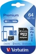 Карта пам'яті microSD 64Gb Verbatim Premium Class 10 UHS-I V10 U1 + адаптер SD (44084) - зображення 3