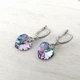 Сережки Hand Made родовані з кристалами Swarovski у бузково-бірюзових тонах - зображення 1