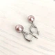 Сережки Hand Made черненные с оригинальным глянцевым розово-бежевым жемчугом Сваровски - изображение 3