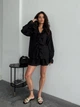 Жіночий літній костюм з воланами (блуза+шорти) Uaclothes 46 Чорний (like38132-185641350) - изображение 1