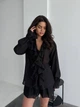 Жіночий літній костюм з воланами (блуза+шорти) Uaclothes 46 Чорний (like38132-185641350) - изображение 3