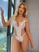 Прозоре мереживне боді з пікантними вирізами Sexy M білий (8-97) - изображение 2