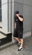 Костюм мужской летний шорты и футболка в спортивном стиле с надписью Good vibes кулир пенье 2XL черный - изображение 4