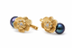 Серьги из желтого золота 585 пробы с черным жемчугом S-0399 - изображение 3