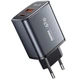 Зарядне мережеве Remax U2-AC67W GaN Type-C/USB з цифровим дисплеєм швидка зарядка для смартфонів, пристроїв Android Apple Сірий - зображення 1