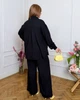 Костюм-двойка женский из вискозного льна с рубашкой и широкими брюками весенне-летний G&M k-130010 50-52 Размер цвет черный - изображение 3