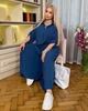 Костюм-двійка жіночий з американського крепу з сорочкою та спідницею-брюками весняно-літній G&M k-130097 54-56 Розмір кольору джинс - зображення 4