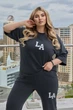 Жіночий літній трикотажний спортивний костюм штани та футболка LA розмір 42/44, колір темно-сірий GF7838 - зображення 4