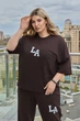 Женский легкий спортивный костюм футболка+джоггеры шоколадный 42-44 - изображение 7