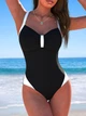 Суцільний чорний купальник Mr:Loveer жіночий 2XL plus size - изображение 5