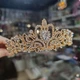 Корона диадема металлическая золотистая с белыми камнями - корона принцессы / королевы для праздника и фотосессии - изображение 2