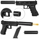 Игрушечный металлический пистолет на пульках с глушителем Glock 17 C.15A + 2500 пуль в подарок - изображение 2