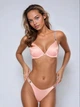 Комплект белья Victoria's Secret Heritage Stripe Shine Strap Push-Up Bra + Thong Panty - 34B - S - Розовый - изображение 2