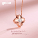 Колье Grace Girl с бриллиантами в виде четырехлистного клевера, двустороннее, для женщин, в свежем стиле, цепочка на ключицу из розового золота, подарок на годовщину или день рождения для девушки. - изображение 8