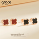 Серьги-гвоздики Grace Girl в виде четырехлистного клевера для женщин, в корейском стиле, простые, элегантные, модные и универсальные, практичный подарок на день рождения или годовщину для девушки. - изображение 2