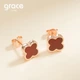 Серьги-гвоздики Grace Girl в виде четырехлистного клевера для женщин, в корейском стиле, простые, элегантные, модные и универсальные, практичный подарок на день рождения или годовщину для девушки. - изображение 4