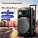 Колонка для квадратных танцев Newmine B12, 12-дюймовая портативная Bluetooth-колонка для уличных выступлений, мощный мобильный сабвуфер для караоке, уличная колонка с двумя микрофонами. - изображение 4