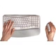 Клавіатура Logitech Wave, ергономічна клавіатура, офісна клавіатура, бездротова синя клавіатура з м'якою підставкою для рук, підключається до 3 пристроїв, графітово-чорна, 99 клавіш - зображення 3
