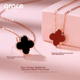 Колье Grace Girl с бриллиантами и двусторонним четырехлистным клевером для женщин, цепочка из розового золота на ключицу, подарок на годовщину или день рождения для девушки. - изображение 9