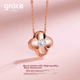 Колье Grace Girl с бриллиантами и двусторонним четырехлистным клевером для женщин, цепочка из розового золота на ключицу, подарок на годовщину или день рождения для девушки. - изображение 12
