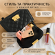 Женская мини сумка через плечо черная стеганая на цепочке с золотой фурнитурой экокожа - изображение 2