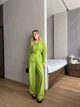 Костюм жiночiй класичний лляний сорочка+штани салатового кольору 38171 46/48 - зображення 3