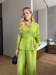 Костюм жiночiй класичний лляний сорочка+штани салатового кольору 38171 46/48 - зображення 5