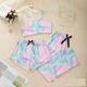Жіноча піжама-трійка Pastel Tie-Dye акварельний топ шорти та штани M Рожевий (2023) - изображение 2