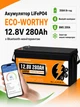 Акумуляторна батарея ECO-WORTHY LiFePO4 12.8V 280Ah 3584Wh з Bluetooth, BMS 200A, літій-залізо-фосфатна для інвертора, ДБЖ, сонячних систем - зображення 1
