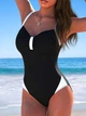 Суцільний чорний купальник Mr:Loveer жіночий 2XL plus size - изображение 4