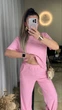 Жіночий костюм в рубчик (штани+футболка) Uaclothes 50 Рожевий (like38204-186361358) - изображение 2