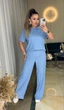 Жіночий костюм в рубчик (штани+футболка) Uaclothes 42 Блакитний (like38205-186371349) - изображение 4