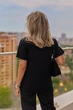 Базова жіноча футболка з принтом якісна з турецького стрейч-куліра 100% бавовна 54-56, Чорний - зображення 2