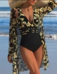 Жіночий злитий купальник м'яка чашка з тунікою Swim Suit 26k 2XL Чорний із золотистим - зображення 3