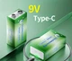 2 аккумулятора типа Крона 6F22 CR-9V 9 Вольт 2 шт - с разъемом TYPE-C Doublepow 3700 mwh + кабель TYPE-C + бокс - изображение 4