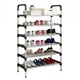 Складна полиця-стійка органайзер 56x118x24 см на 6 ярусів Shoe Rack TW555 металева для взуття Чорна - зображення 2